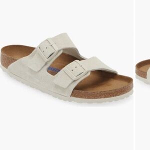 Birkenstock Arizona Soft Slide Sandal Antique White Suede
